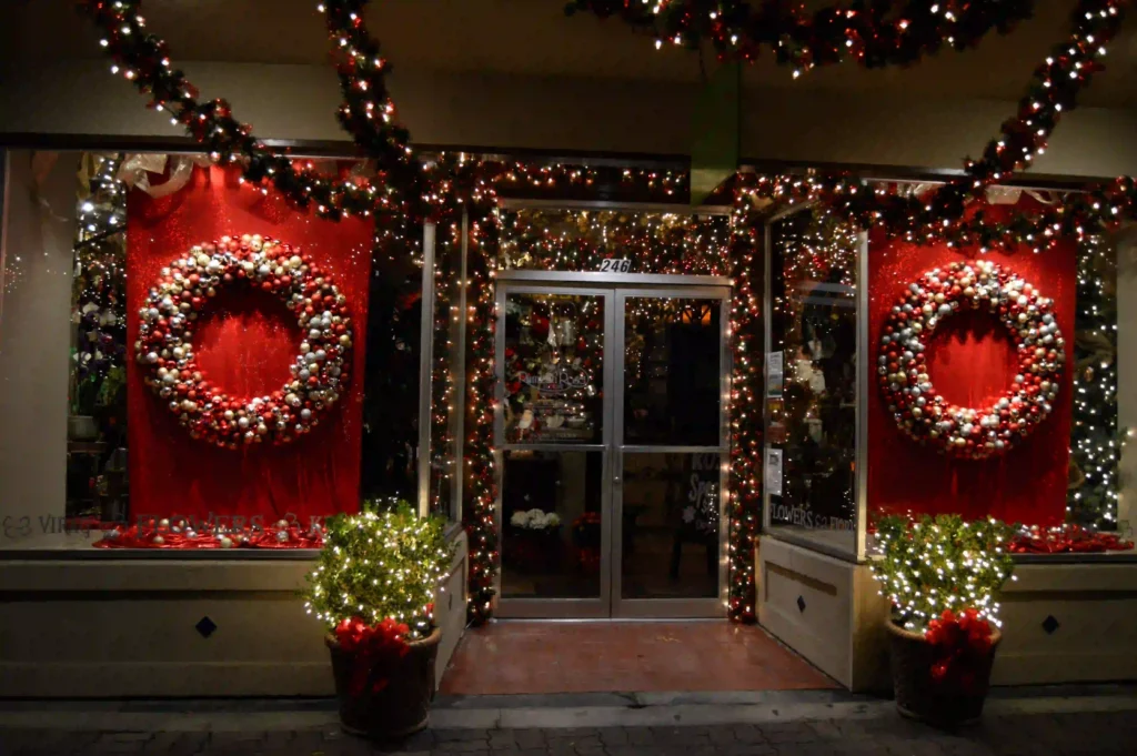 Mesh Wreath Christmas Ideas front door décor with deco mesh, ribbons, ornaments, and lights