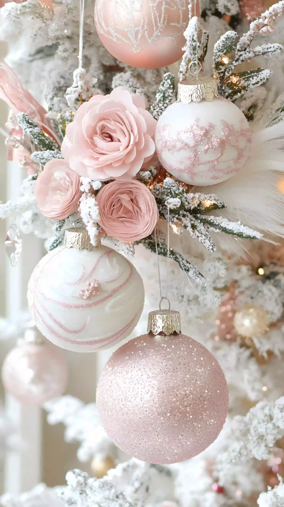 pink Christmas wreath ideas for front doors