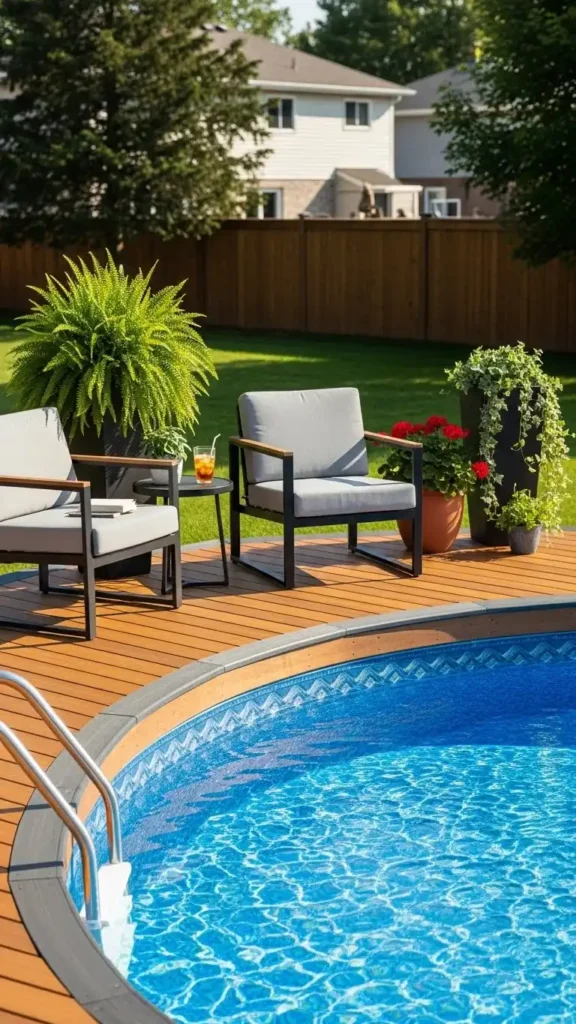 Above Ground Pool Landscaping Ideas with Decking