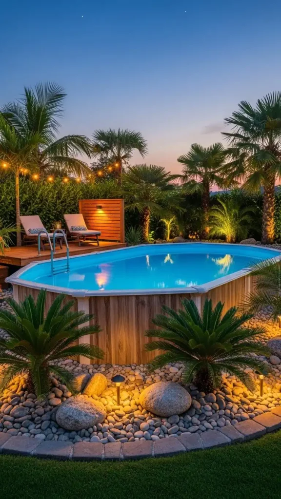 Natural and Tropical Above Ground Pool Landscaping Ideas