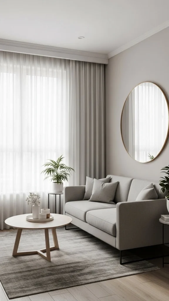 Apartment Living Room Ideas for small spaces with compact furniture and neutral decor