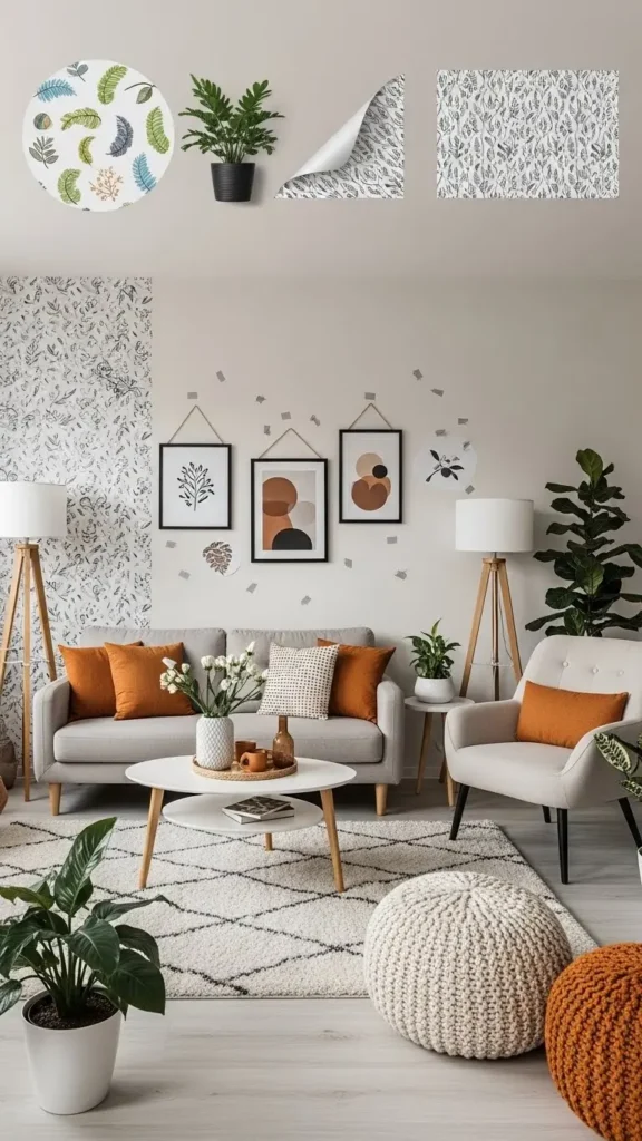 Apartment Living Room Ideas for renters with temporary decor solutions