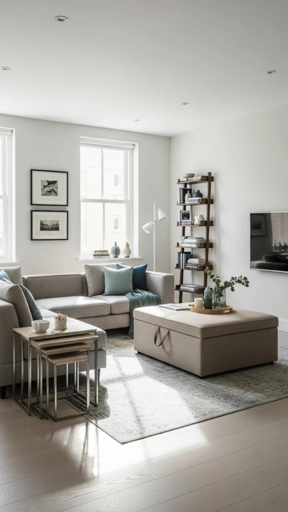 Apartment Living Room Ideas using space-saving furniture for small apartments