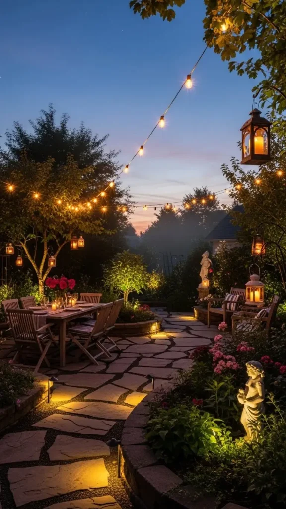 Backyard Landscaping Ideas with Outdoor Lighting for Ambience