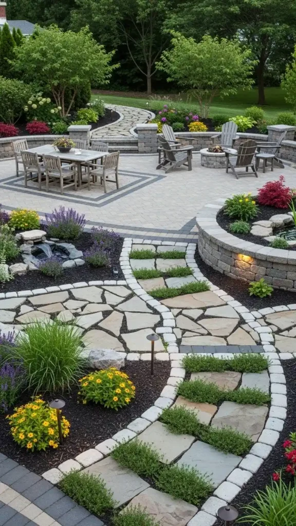 Backyard Landscaping Ideas with Stone Pathways and Hardscaping