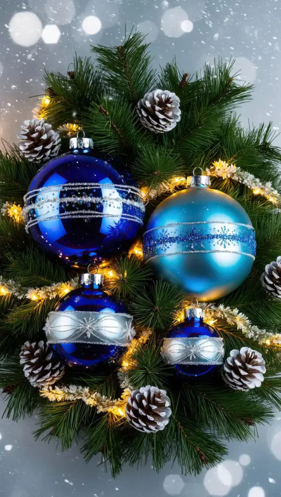 Classic Blue And Silver Christmas Ornaments