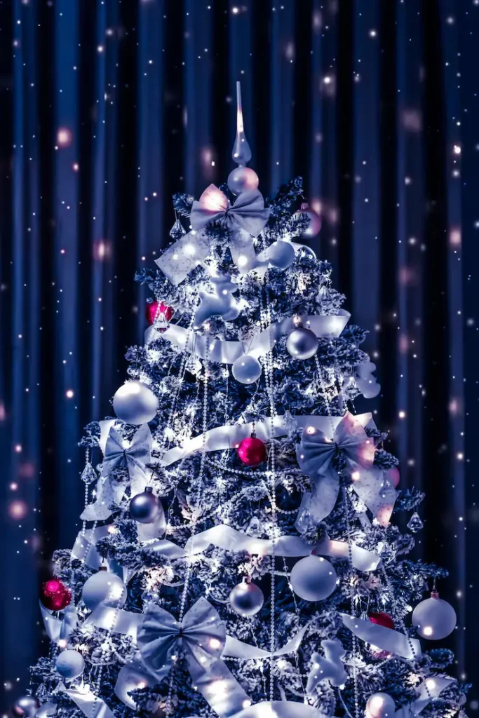 Flocked Blue And Silver Christmas Tree Ideas