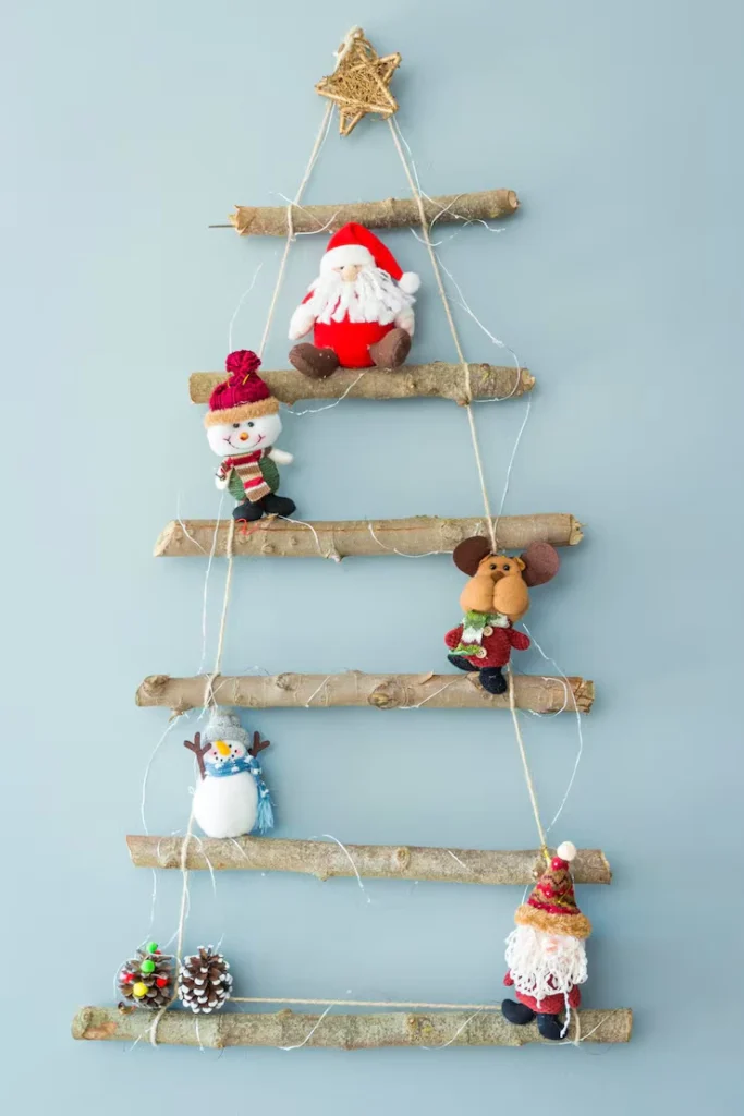 Rustic Christmas Tree Ideas For The Wall with natural materials