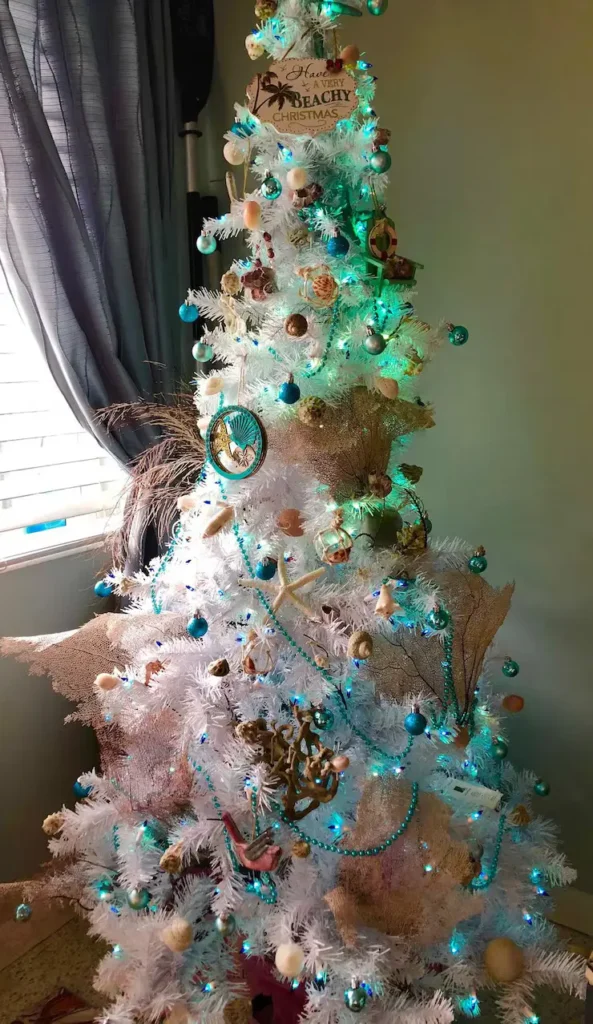 Fall Christmas Tree Ideas with metallic ornaments, gold and bronze accents, and warm fall tones