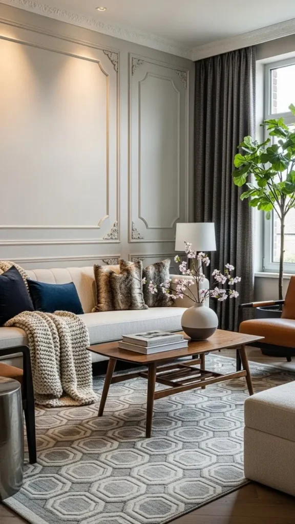 Living Room Accent Wall Ideas with lighting and details