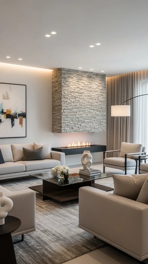 Living Room Accent Wall Ideas with textured wall