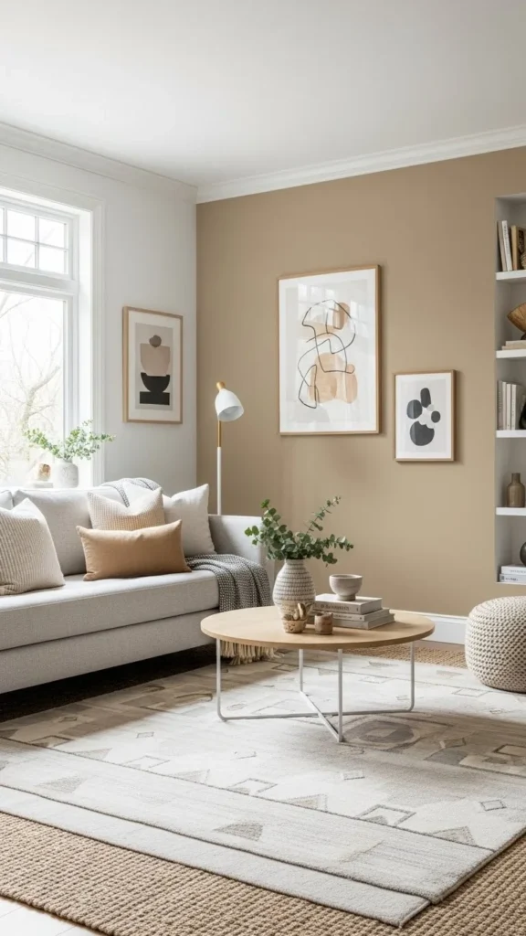 Living Room Accent Wall Ideas with neutral colors