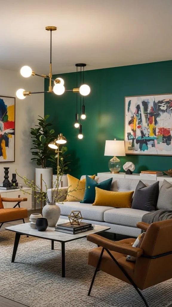 Living Room Accent Wall Ideas with bold color