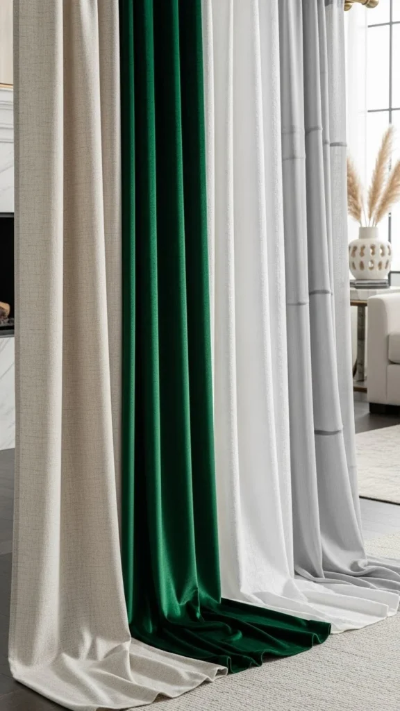 Living Room Curtain Ideas showcasing different curtain fabric options