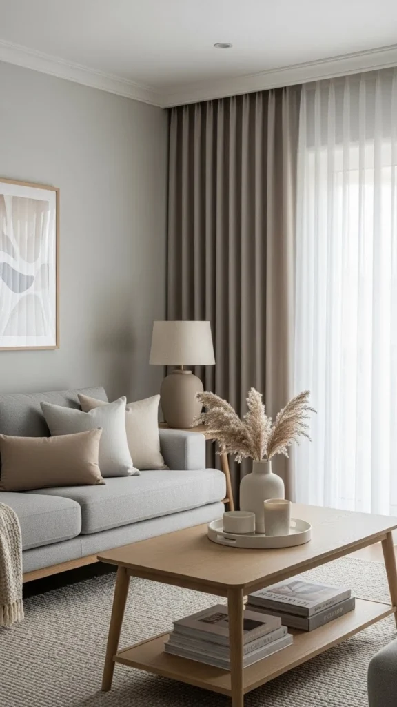 Living Room Curtain Ideas with neutral curtain color inspiration