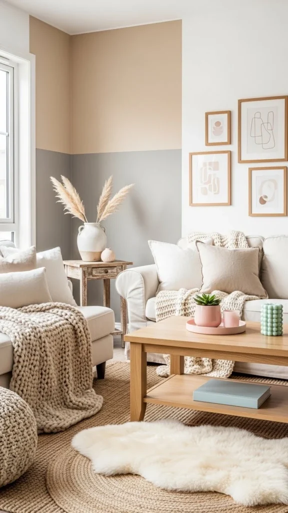 Living Room Design Ideas with neutral color palettes and layered textures