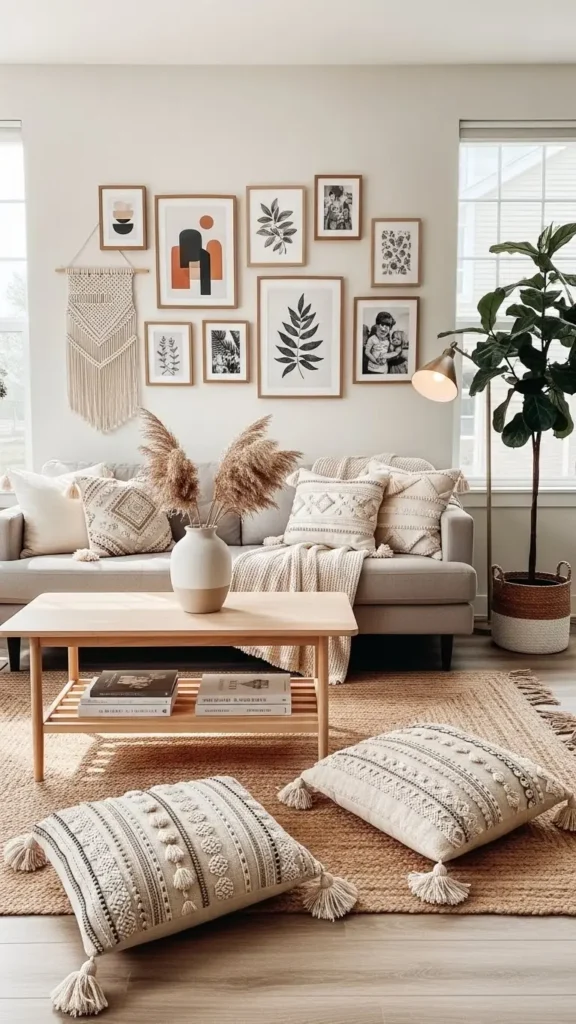 Living Room Wall Decor Ideas gallery wall above sofa