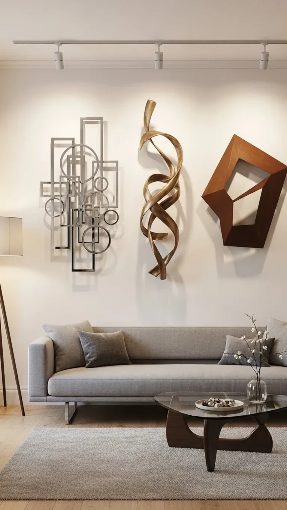 Living Room Wall Decor Ideas metal sculptural wall art
