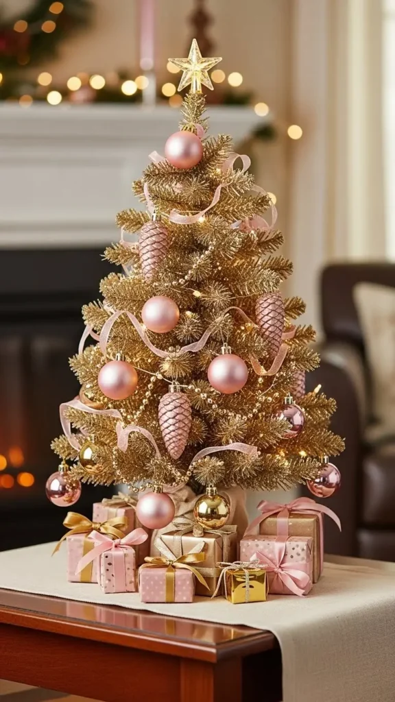 Color-themed miniature Christmas tree ideas