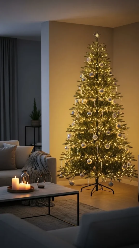Modern Christmas Tree Ideas with statement lighting