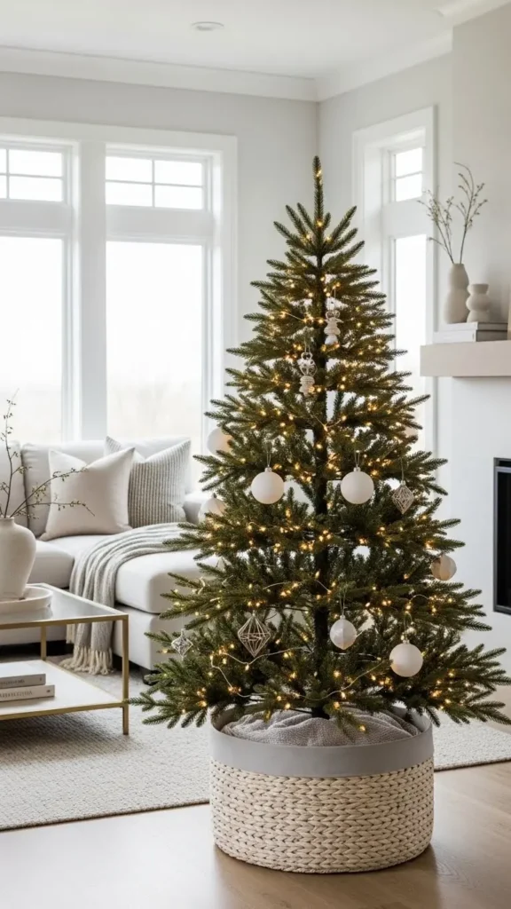 Modern Christmas Tree Ideas with stylish tree base