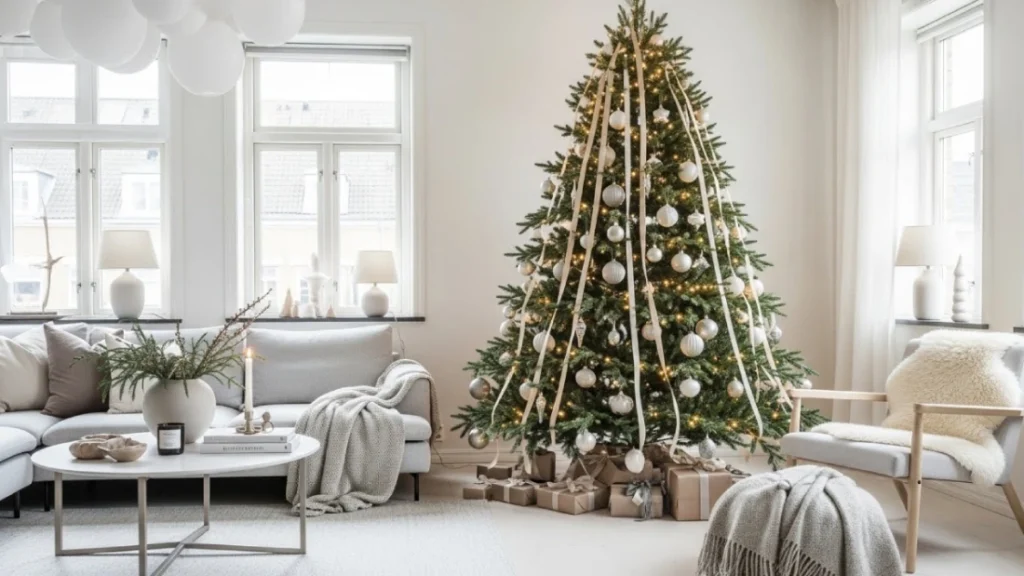 Modern Christmas Tree Ideas for a stylish contemporary living room