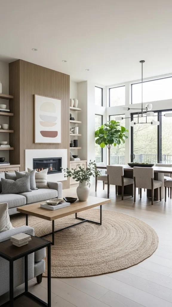 Modern Living Room Ideas in an open concept layout