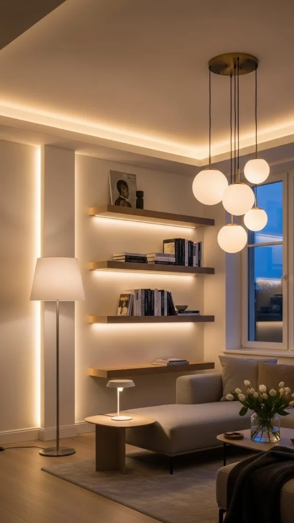 Modern Living Room Ideas with layered lighting