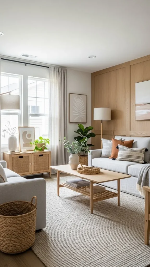 Modern Living Room Ideas with warm textures and materials