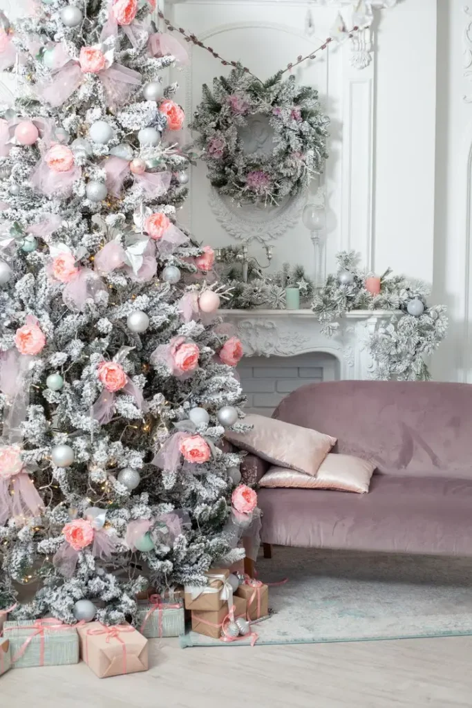 How to pair a Pink Christmas Tree with white, silver, or neutral decor