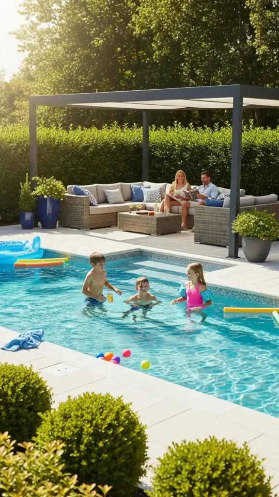 Pool Landscaping Ideas for family-friendly pool areas