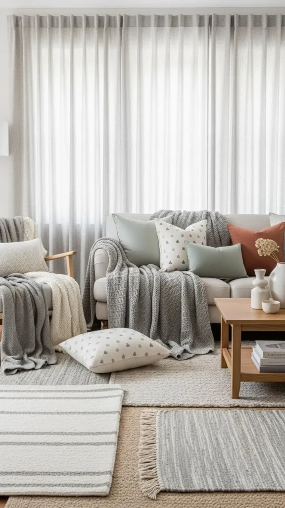 Small Living Room Ideas with layered textures