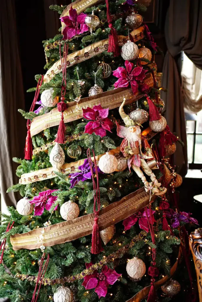 DIY vintage Christmas tree ornaments including hand-painted baubles and paper garlands