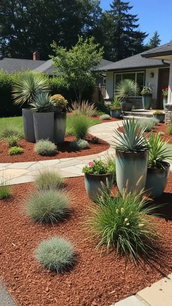 Front Entry Landscaping Ideas with low-maintenance plants