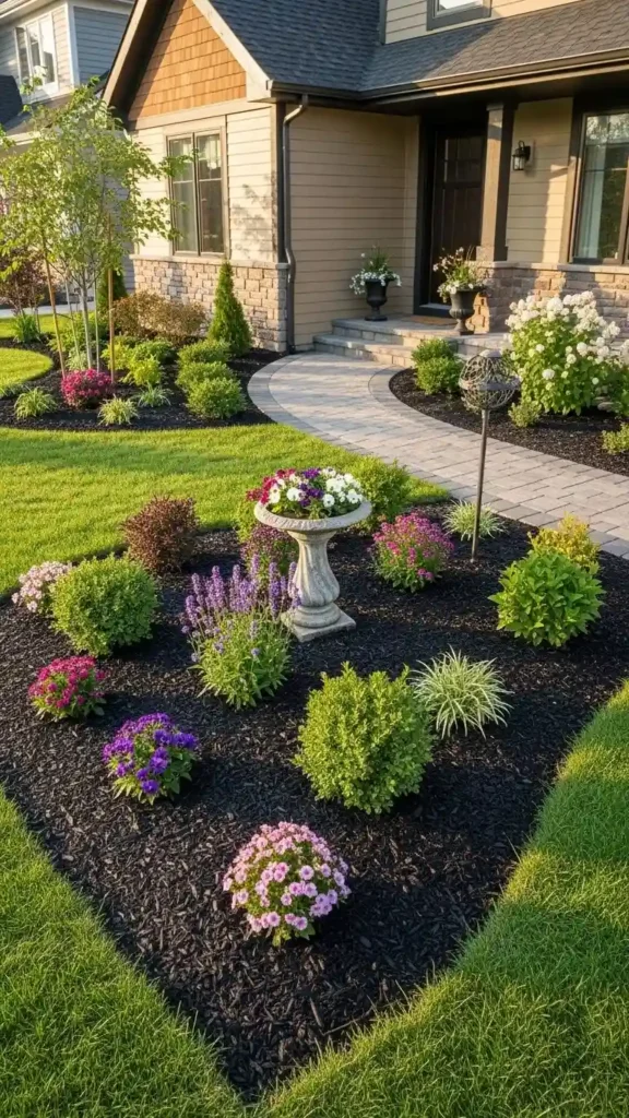Small Front Yard Landscaping Ideas showing well-planned small garden with correct spacing