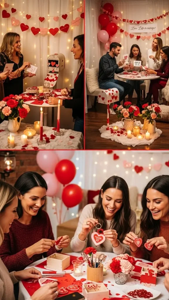 Valentine’s Day Party Ideas For Adults Guests enjoying interactive activities