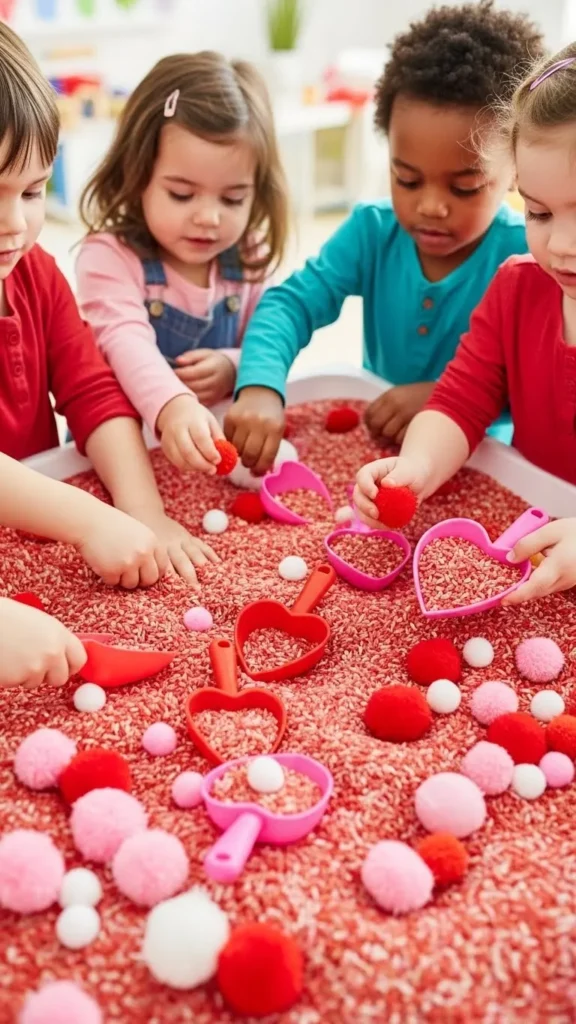 Valentine sensory play for preschoolers