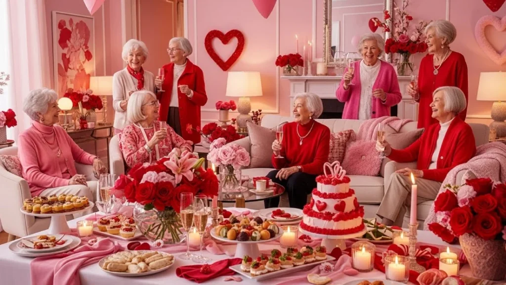 Valentine’s Day Party Ideas For Seniors celebrating together in a cozy setting