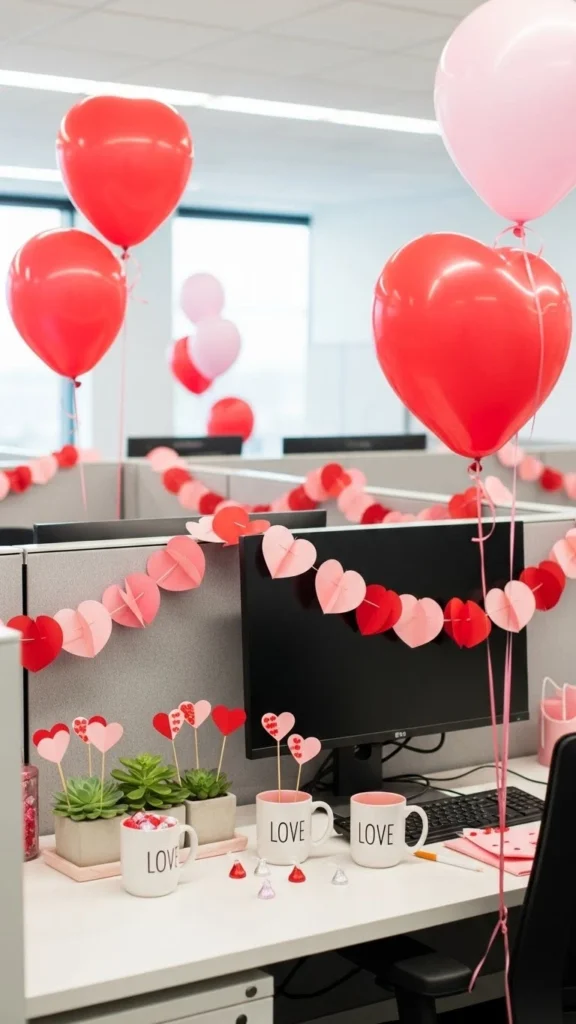 Valentine’s Day Party Ideas for Work office decor and ambience