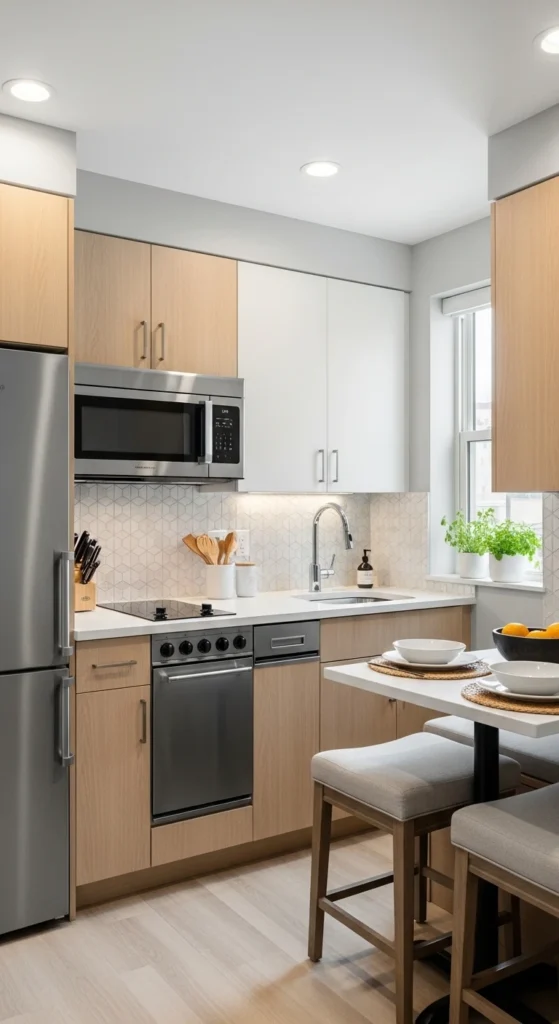 Apartment Kitchen Ideas with compact appliances