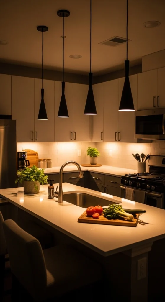 Apartment Kitchen Ideas with smart lighting