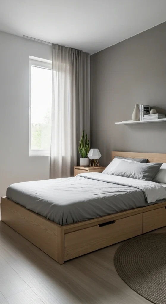 Bedroom Ideas for Men, Modern minimalist bedroom with platform bed