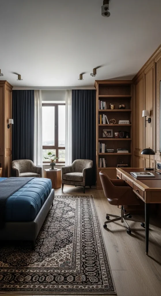 Luxurious masculine master bedroom