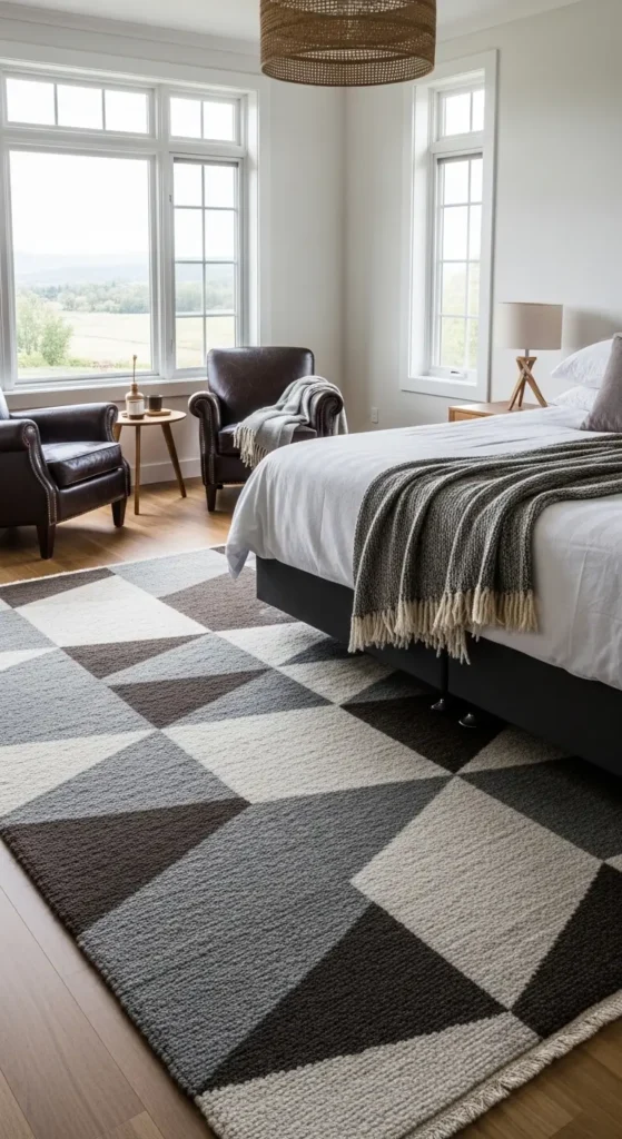 Textures and fabrics in masculine bedroom