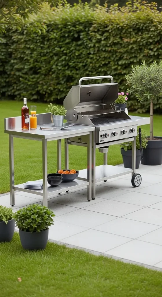 Cheap Outdoor Kitchen Ideas with grill and prep space