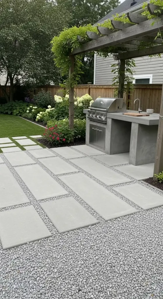 Cheap Outdoor Kitchen Ideas with budget flooring