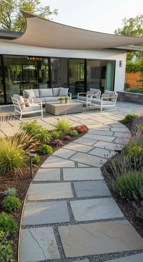 Patio and pathway diy landscaping ideas