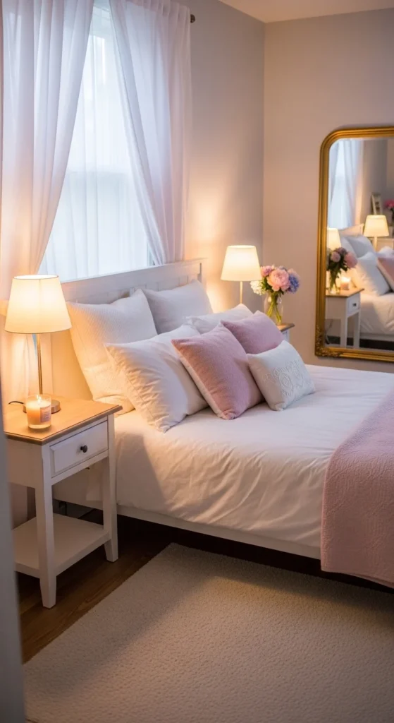 Feminine Bedroom Ideas with layered bedding