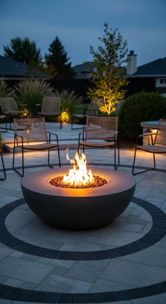 Fire pit landscaping ideas with backyard focus point