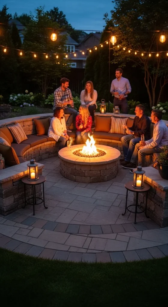 Fire pit landscaping ideas with seating areas